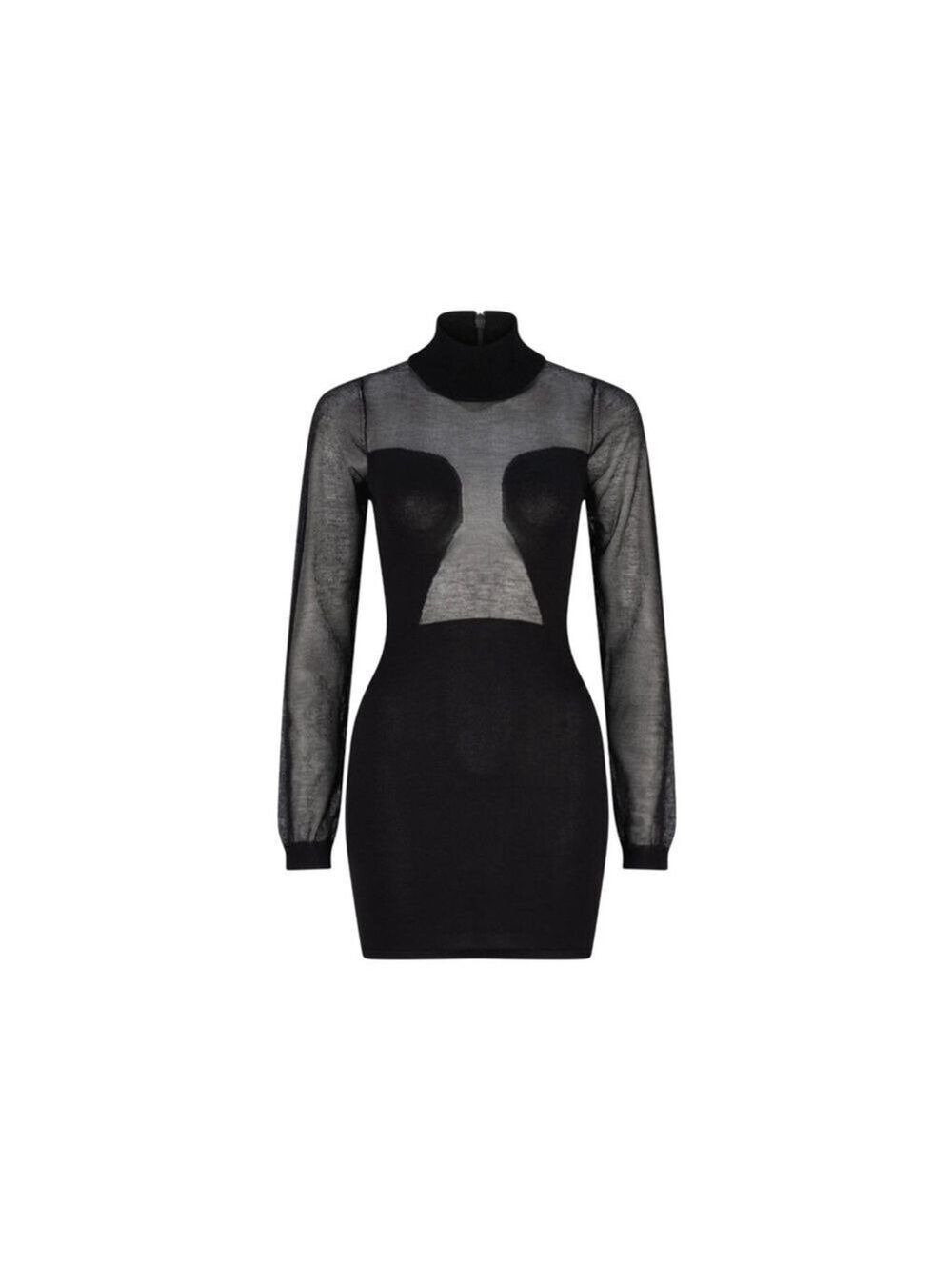 Women's Atoir Black Sheer Panel Mini Dress